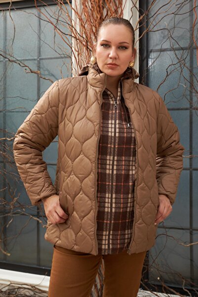 RMG Καπιτονέ Παλτό Βιζόν Plus Size