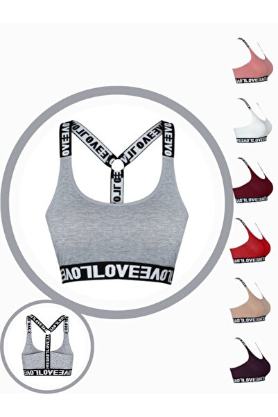 ŞahTan Love Rubber Ring Detailed Women's Bustier with Cotton Pads