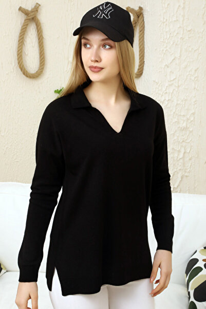 ALCHON V Polo λαιμόκοψη μακρυμάνικο μονόχρωμο βασικό απλό εποχιακό πλεκτό που...