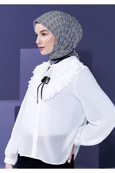 Modakaşmir Black and White Series Scarf