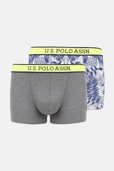 U.S. Polo Assn. 80479 Ανδρικά πολύχρωμα εμπριμέ-γκρι μπόξερ 2 συσκευασιών