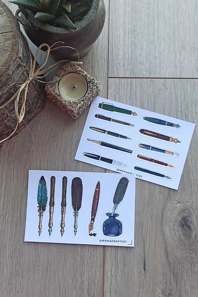 Mona Craftist 16 bucăți autocolant stilou Bullet Journal Scrapbook Laptop autocolant stilou cu cerneală