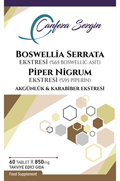 Canfeza Sezgin BOSWELLİA SERRATA Ekstresi 60 Tablet (%65 Boswellic Asit) Piper Nigrum Ekstresi (%95 Piperin) Akgünlük & Karabiber Ekstresi