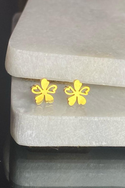 Jaida Moda Women's Gold Daisy Model Steel Stud Earrings