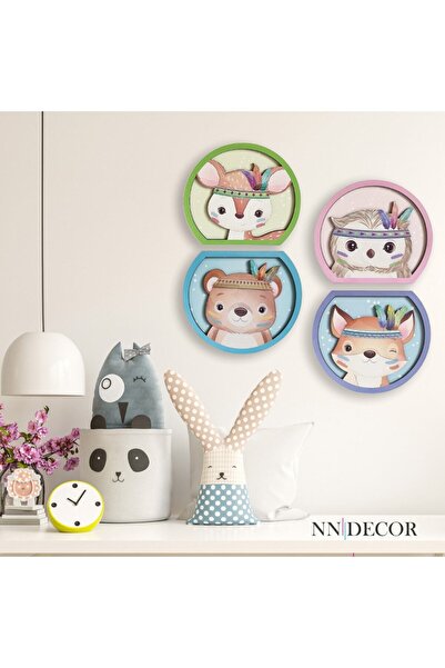NN DECOR Boho Temalı Hayvanlar - Part 1 | 3 Boyutlu, Çerçeveli, Ahşap, Bebek ...