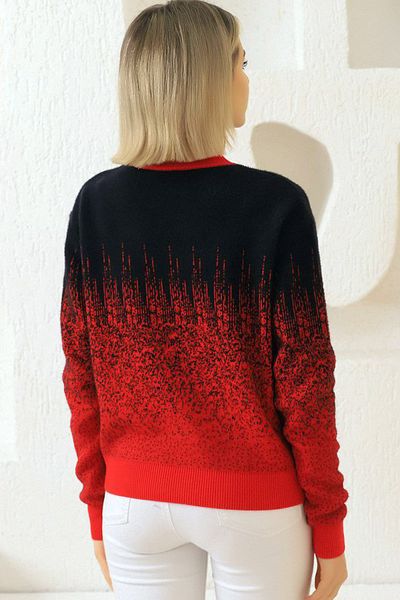 ALCHON Half Turtleneck Long Sleeve Stylish Striped Patterned Soft Texture Furry Winter Knitwear Sweater