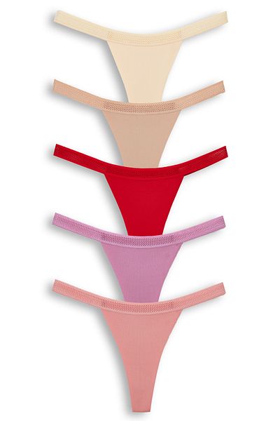 HNX 5-Piece Interlock Laser Cut Honeycomb Rubber Ghost Women's Thong Panties