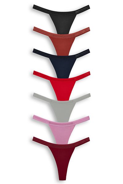 HNX 7 Pack Interlock Laser Cut Honeycomb Rubber Ghost Women's Thong Panties