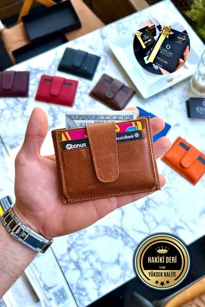 CüzCan Graine Taba Hakiki Deri Kartlık Cüzdan Unisex ( Erkek- Kadın)
