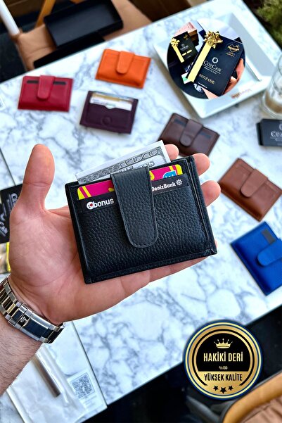CüzCan Graine Siyah Hakiki Deri Kartlık Cüzdan Unisex ( Erkek- Kadın)