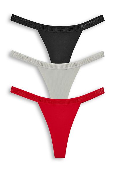 HNX 3-Piece Interlock Laser Cut Honeycomb Rubber Ghost Women's Thong Panties