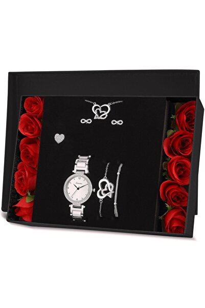Forentina Double Heart Necklace Earrings Bracelet Watch Gift Set Gift - Ps 15...