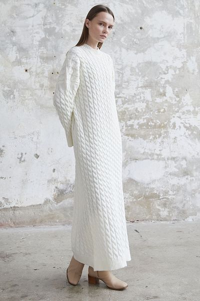 InStyle Everly Knitted Patterned Knitwear Dress - Crem