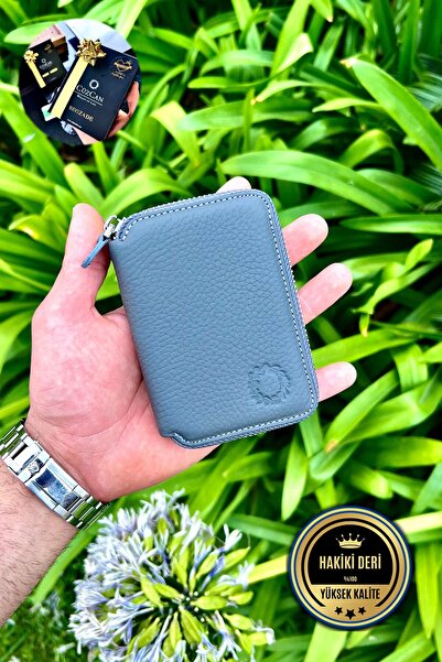 CüzCan Mini Petty Antrasit Gerçek Hakiki Deri Cüzdan Unisex (KADIN / ERKEK)