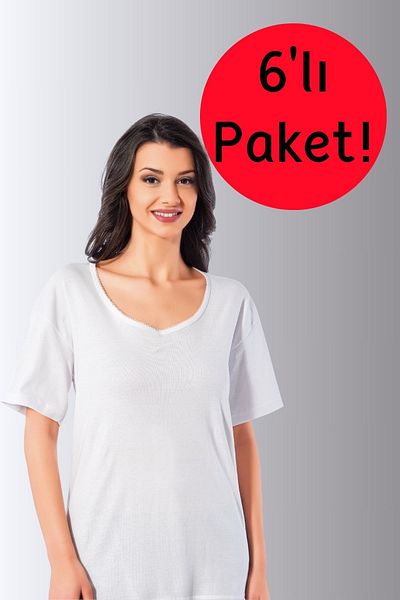 DONEX 1306 Basic Half Sleeve Cotton Fabric 6-Piece Undershirt Pack