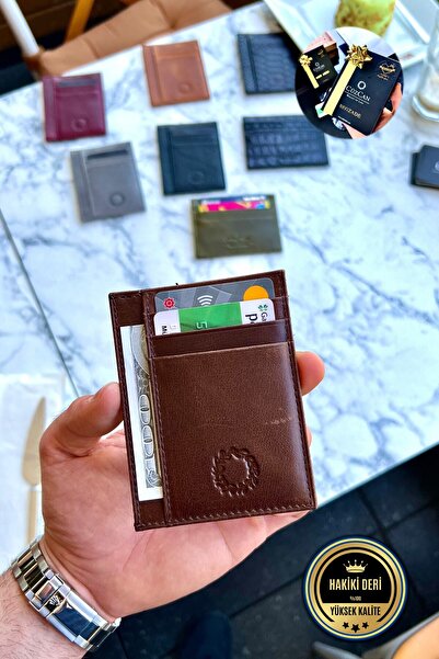CüzCan Unisex Mia Antik Kahve Gerçek Hakiki Deri Ultra Ince Dokulu Kartlık