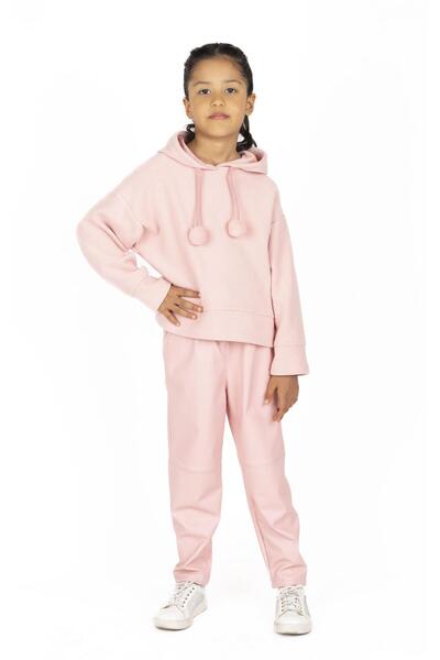 best kids Kız Çocuk Pudra Deri Havuç Pantolon