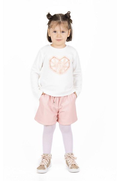 best kids Girl's Ecru-Powder Embroidered Sweatshirt