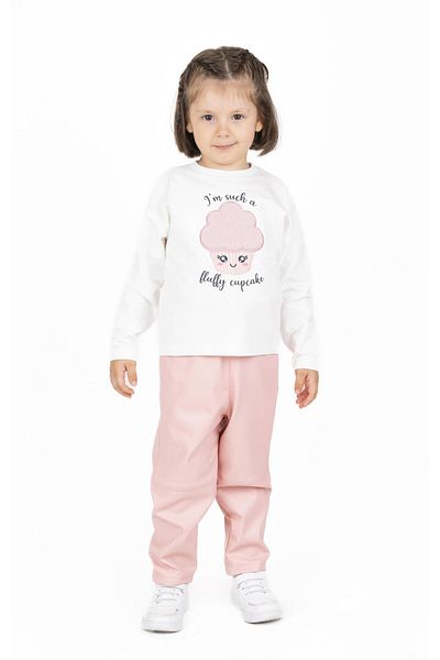 best kids Girl's Ecru-powder Cupcake Embroidered Sweatshirt