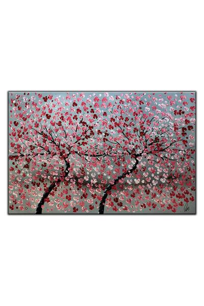 tablodekor AĞAÇ DALLARINDAKİ BORDO VE BEYAZ ÇİÇEKLER KANVAS TABLO
