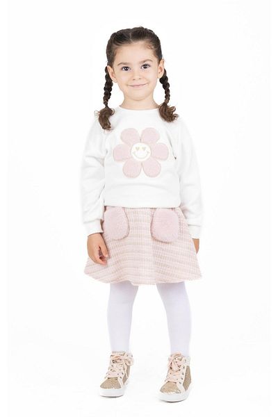 best kids Girl's Ecru-Powder Daisy Embroidered Sweatshirt