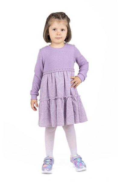 best kids Kız Çocuk Lila Katmanlı Elbise