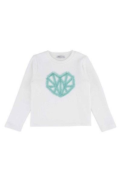 best kids Girl's Ecru-mint Embroidered Sweatshirt