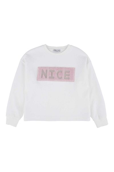 best kids Girl's Ecru-Powder Printed Sweatshirt