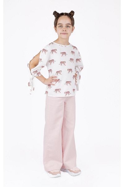 best kids Girl's Ecru-Powder Sleeve Slit Blouse