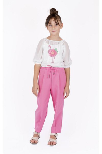 best kids Girl's Pink Elastic Waist Trousers
