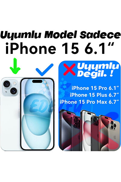 EDELFU İphone 15 Için Şeffaf Arkası Sararmaz Yanları Sararır Ekran Ve Kamera Çıkıntılı Silikon Kapak