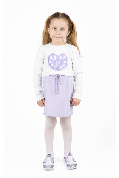 best kids Girl's Ecru-lilac Embroidered Sweatshirt