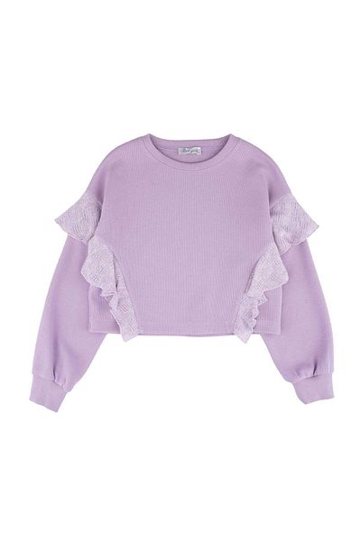 best kids Girl's Lilac Sleeve Ruffle Sweatshirt