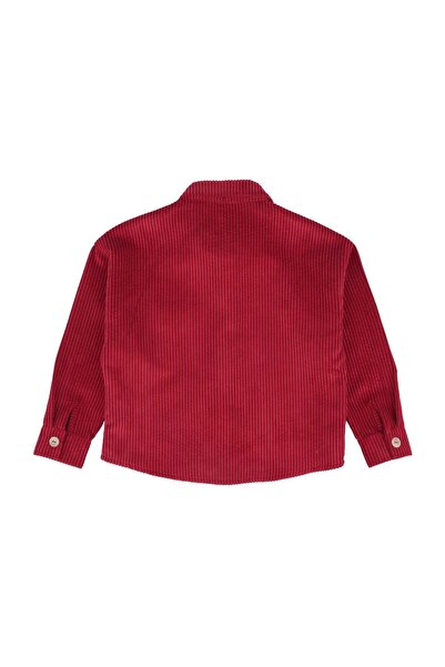 best kids Kız Çocuk Kırmızı Fitilli Kadife Gömlek