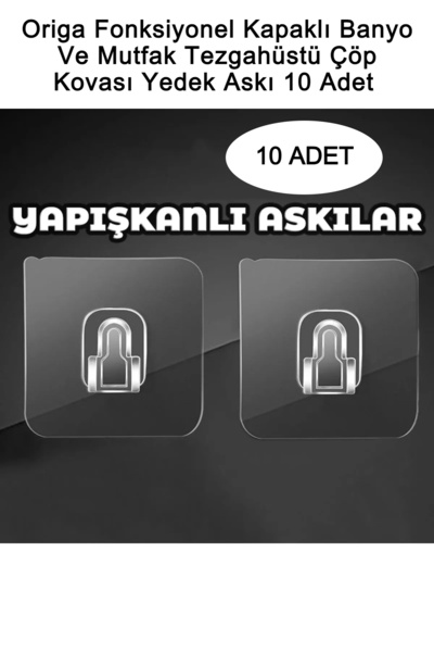 ARNİLLO 10'lu 15 Litre Çöp Kovası Şeffaf Duvar Askı Aparatı