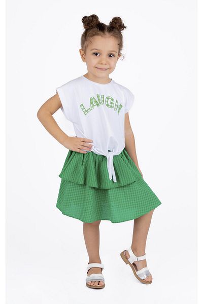 best kids Girl's Green Elastic Waist Flounce Skirt