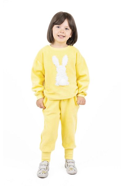 best kids Pantaloni de trening galbeni pentru fete cu picioare elastice