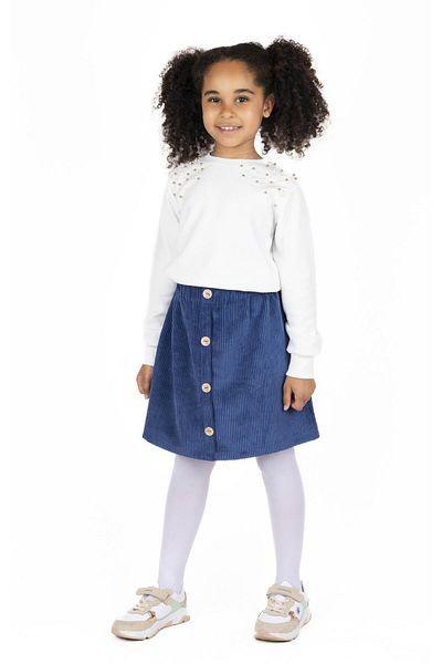 best kids Girl's Indigo Buttoned Velvet Skirt
