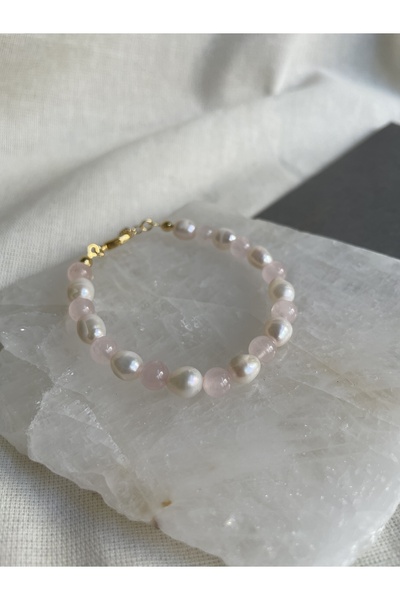 Nour Co İnci Pembe Kuvars Bileklik