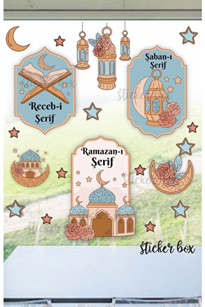 Think And Print Ramazan Ayı ve 3 Aylar Temalı Dekoratif Duvar Cam Sticker Set...