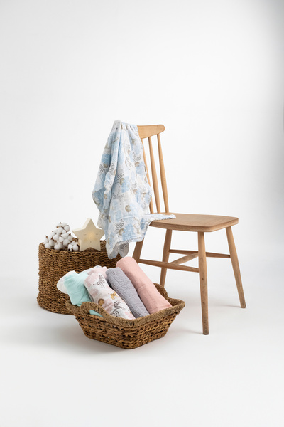 Messido 2'li Müslin Battaniye - Mavi 110x 110 Cm