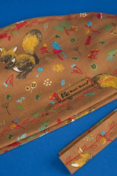 Best Bone Brown Squirrel Patterned Surgical Bonnet
