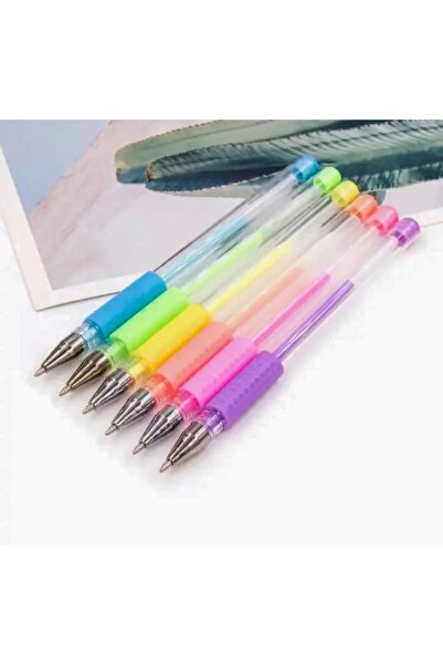 Kawaii مجموعة من 6 أقلام جل تيدي نيون