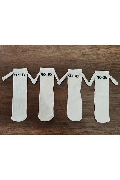 erceys 2 Pairs White Magnetic Holding Hands Socks Magnetic Socks Friendship Sports Socks Lovers Socks