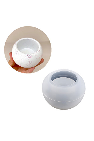 Getshopmini Epoksi Yuvarlak Beton Saksı ve Mumluk Silikon Kalıbı 5.3cmx7.7cm