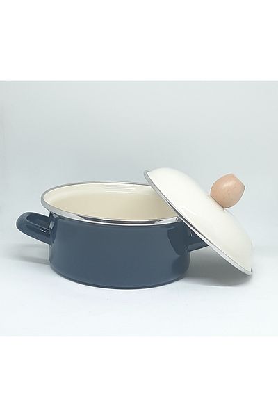Avşar ENAMEL HOUSE 18 CM 1.5 LITER ENAMEL Cookware with Wooden Top