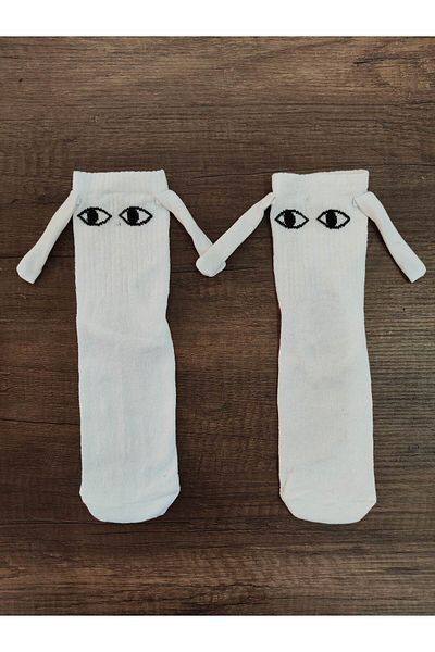 erceys 1 Pair White - Magnetic Dress Holding Socks Dating Sports Socks