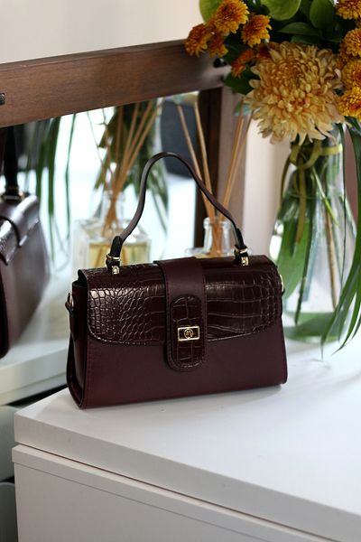 Moom Bag Geantă de umăr de damă bordeaux cu curea