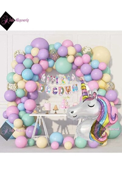 Bkmc Set de petrecere de aniversare de lux cu caracter unicorn și scris Uzar ...