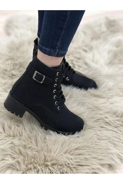 HKM shoes Μπότες με κορδόνια με αντιολισθητική σόλα με φερμουάρ Trend Fashion Κομψές γυναικείες αγκράφες Λεπτομερείς σουέτ καθημερινές χειμερινές μπότες